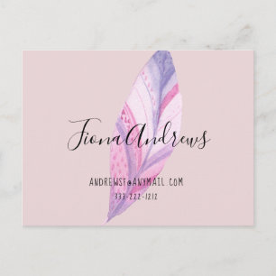 Boho Feather Business Postcard Vykort