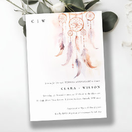 Boho Feather Dreamcatcher Bröllop-årsdagen Inbjudningar