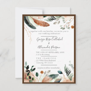 Boho Feather & Eucalyptus bröllopsinbjudan Inbjudningar