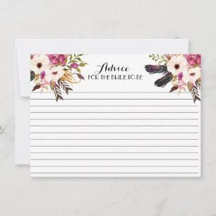 Boho Feather Feather Blommigt Advice-kort Rådkort