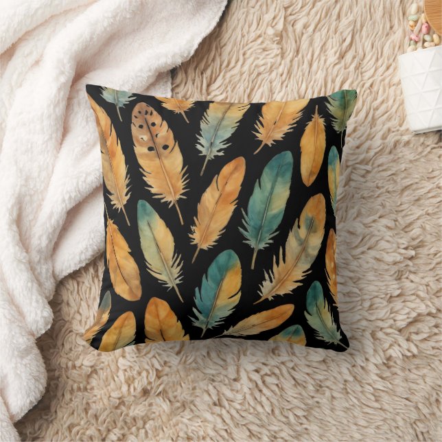 Boho Feather Mönster Kudde (Filt)