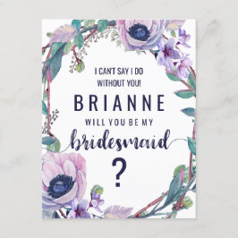 Boho Feather och Blommigt blir min bridesmaid Inbjudningar