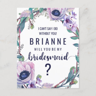 Boho Feather och Blommigt blir min bridesmaid Inbjudningar