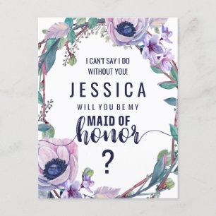 Boho Feather och Blommigt blir min Maid of honor Inbjudningar