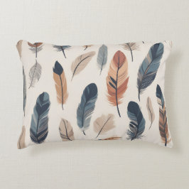 Boho Feather Pattern Throw Pillow  Prydnadskudde