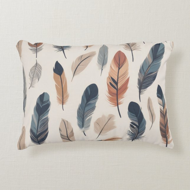 Boho Feather Pattern Throw Pillow  Prydnadskudde (Framsidan)