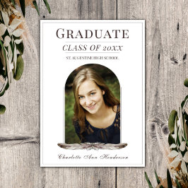 Boho Feather Ram Studenten-meddelande | Vit Inbjudningar