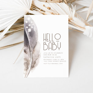 Boho Feather Theme Baby Shower-inbjudan Inbjudningar