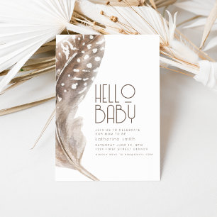 Boho Feather Theme Baby Shower-inbjudan Inbjudningar