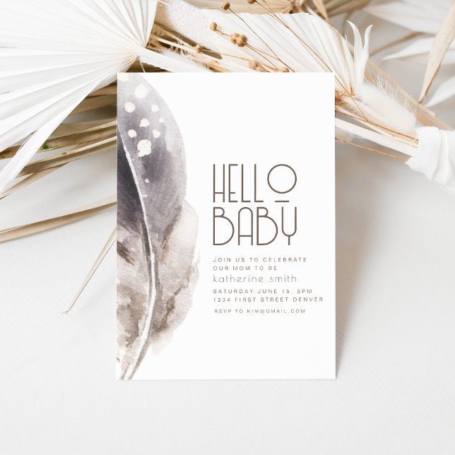 Boho Feather Theme Baby Shower-inbjudan Inbjudningar (Skapare uppladdad)
