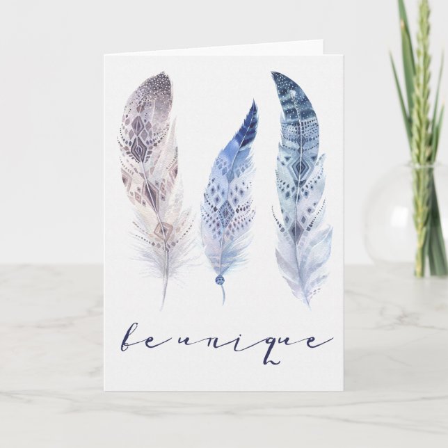 Boho Feathers - BE Unik Vänskap Card Kort (Framsida)