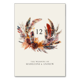 Boho Feathers Blommigt Wand Fall bröllop Bordsnummer