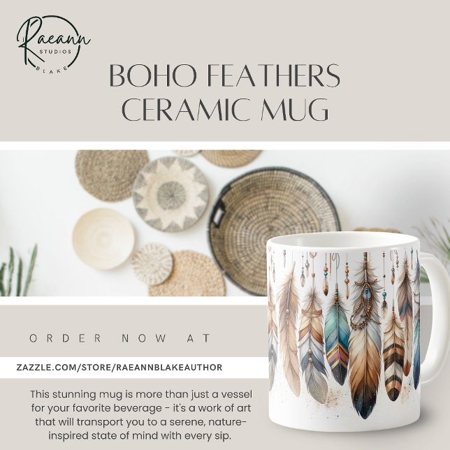 Boho Feathers Ceramic Mugg (Skapare uppladdad)