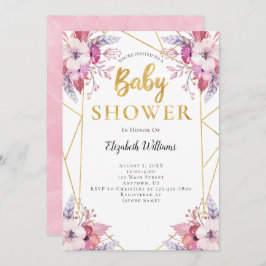 Boho Feathers Flowers Geometric Ram Baby Shower Inbjudningar