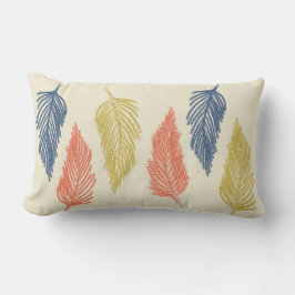 Boho Feathers in Blue, Orange and Gult Lumbarkudde