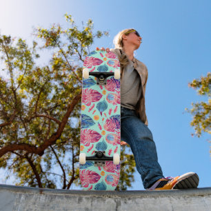 Boho Feathers Mönster Mini Skateboard Bräda 18,5 Cm
