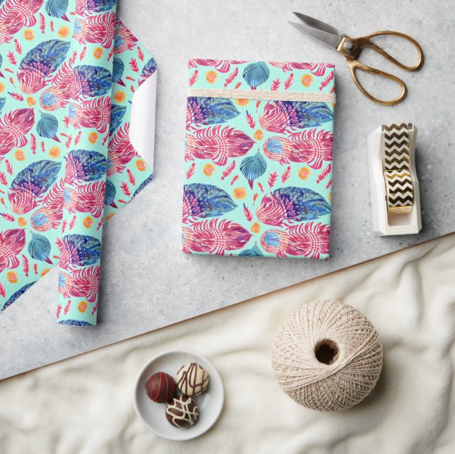 Boho Feathers Mönster Presentpapper (Hantverk)