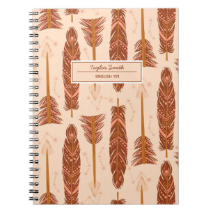 Boho Feathers Tribal Namn och Subjekt Anteckningsbok