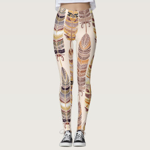 Boho Feathers: Tribal Seamless Mönster Leggings