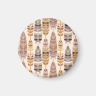 Boho Feathers: Tribal Seamless Mönster Magnet