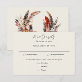 Boho Feathers Wandan Meal Choice Bröllop OSA Kort