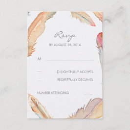Boho Feathers Watercolor Bröllops OSA Cards Kort
