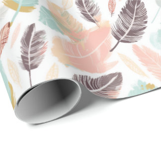 Boho Feathers Wrapping Papper Presentpapper