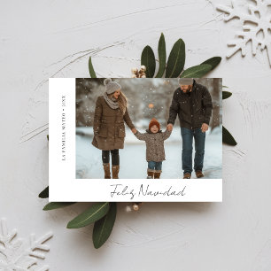 Boho Feliz Navidad-julfoto i modern familj Julkort