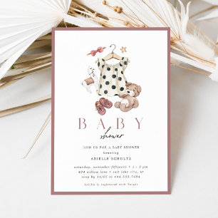 Boho Feminine Girls Rustic Vintage Baby Shower Inbjudningar