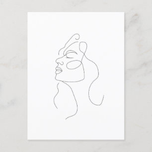 Boho Feminine Line Art Teckning-vykort Vykort