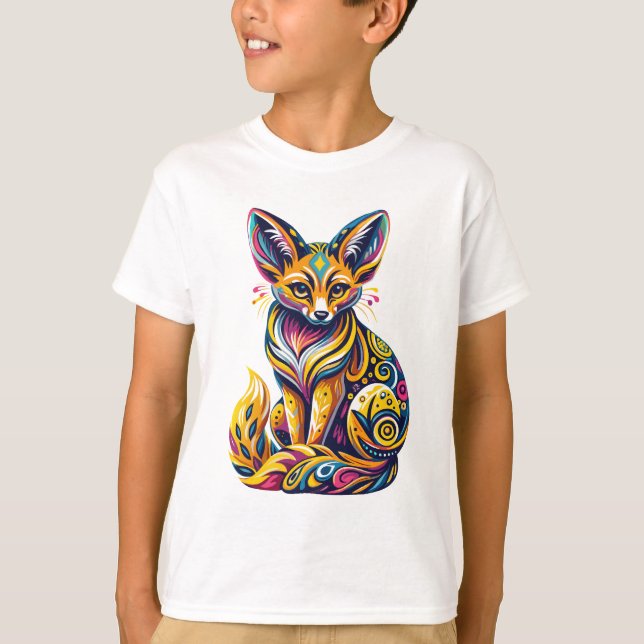Boho Fennec Fox T Shirt (Framsida)