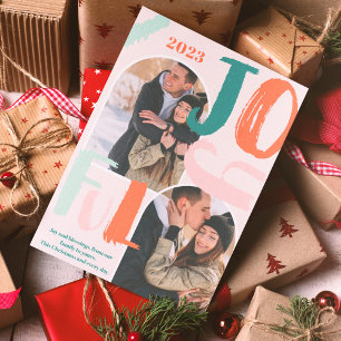 Boho fet manus 2 foton - Glatt jul Julkort