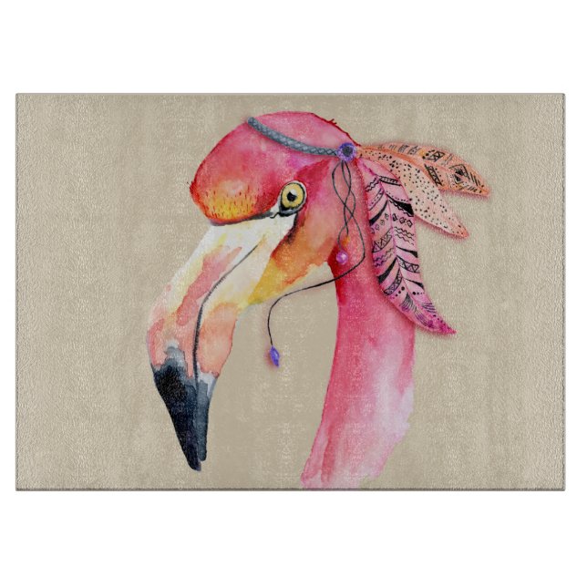 Boho Fiona Flamingo Glasskärbräda (Framsidan)