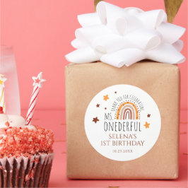 Boho First Birthday Girl Onederful Runt Klistermärke