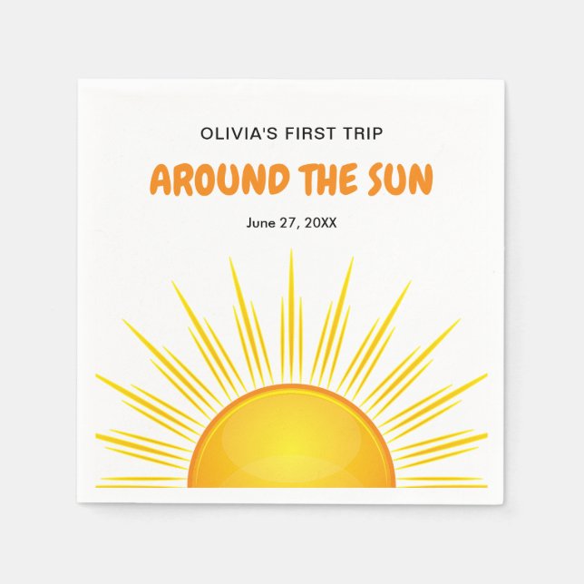 Boho First Resa runt Sol 1:a födelsedag Pappersservett (Framsidan)