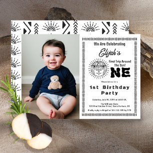 Boho First Resa runt Sol 1:a födelsedagen Party Inbjudningar