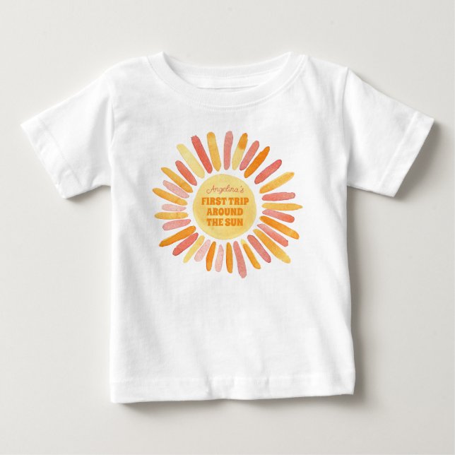 Boho First Resa runt Sol 1:a födelsedagen Party T Shirt (Framsida)