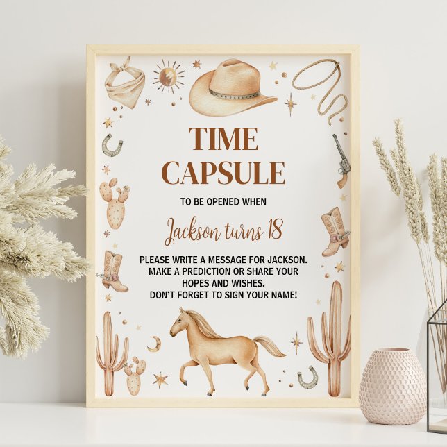 Boho First Rodeo Birthday Time Kapseltecken Poster (Skapare uppladdad)