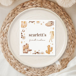 Boho First Rodeo Cowgirl Birthday Napkins Pappersservett
