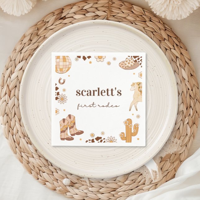 Boho First Rodeo Cowgirl Birthday Napkins Pappersservett (Skapare uppladdad)