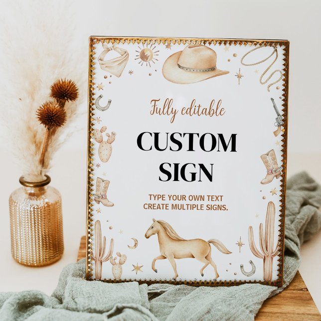 Boho First Rodeo Födelsedagsfest Bord Sign Poster (Skapare uppladdad)