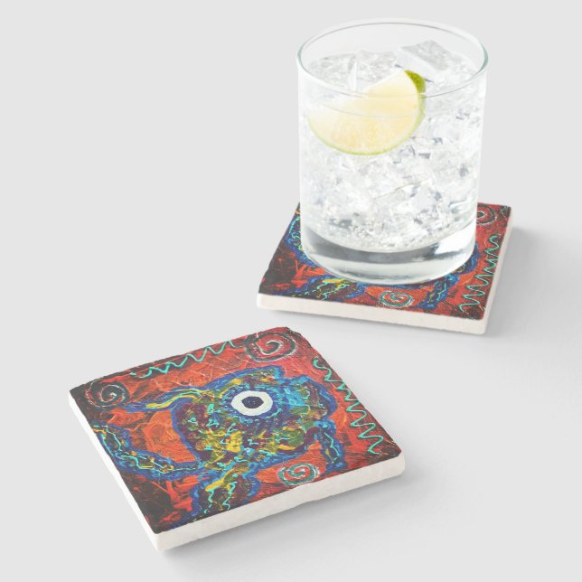 Boho Fish Stone Coaster Stenunderlägg (Sidan)