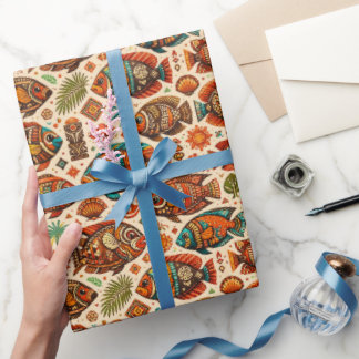Boho Fisk Design Inpackningspapper Presentpapper