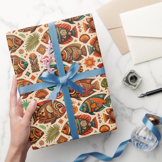 Boho Fisk Design Inpackningspapper Presentpapper (Gifting)