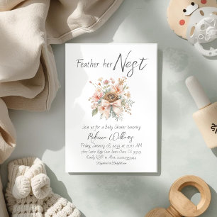 Boho Fjädra Hennes Bo Baby Shower Inbjudningar