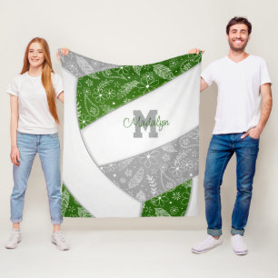 Boho fjädrar mönster grönt grått volleyball fleecefilt