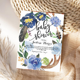 Boho Fjädrar Pojke Bebis Shower Inbjudningar