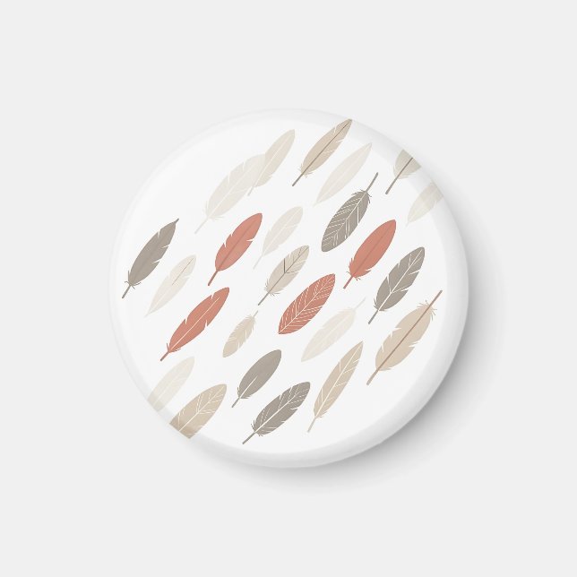 Boho-fjädrar Rostbrun Diagonal Mönster Magnet (Framsidan)