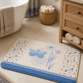 Boho fjäril & botanisk baddröjsmatta badrumsmatta