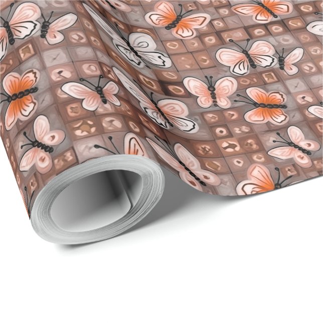 Boho Fjärilar Boho Stil Mönster Presentpapper (Rulle Hörn)